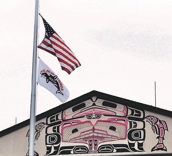 caption: Quil Ceda Tulalip Elementary School. In addition to mascots changing at two public schools in Marysville, Tulalip Tribes flags will soon fly in every school in the district.
