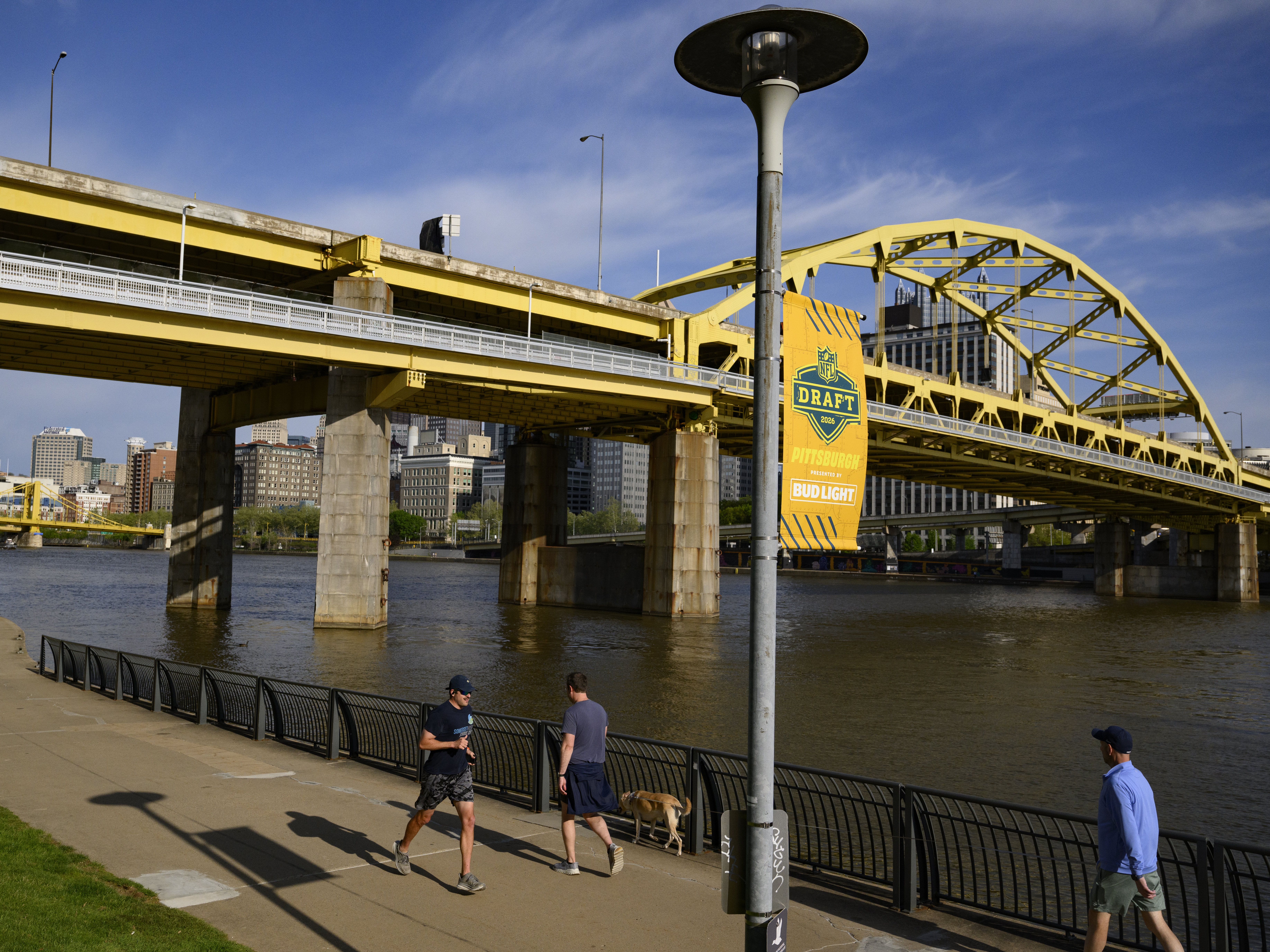 caption: The North Shore of the Allegheny River outside Acrisure Stadium on Tuesday, in Pittsburgh.