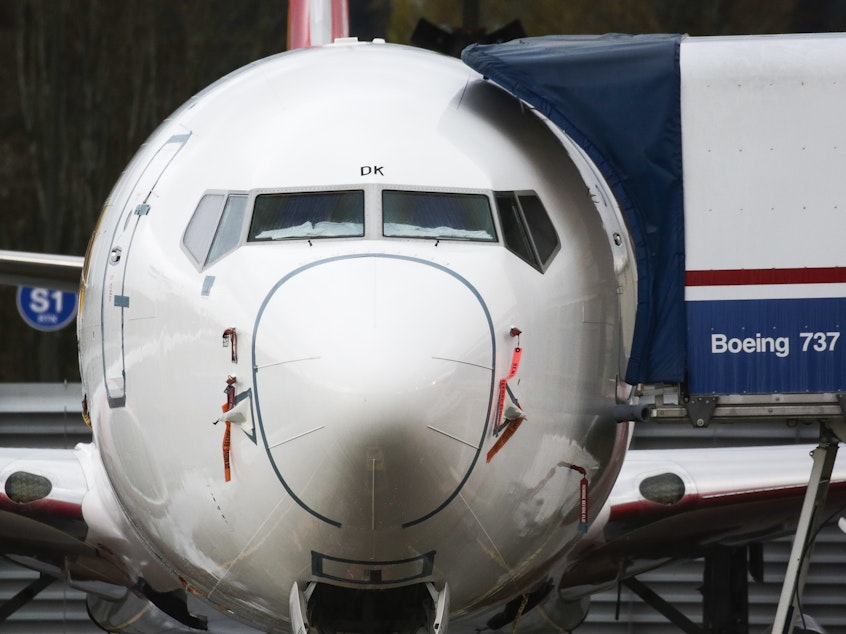 caption: A Boeing 737 Max airliner is shown at the Boeing Factory in Renton, Wash., in November. European aviation regulators gave the all-clear airliner to return to service following a pair of deadly crashes in 2018 and 2019.