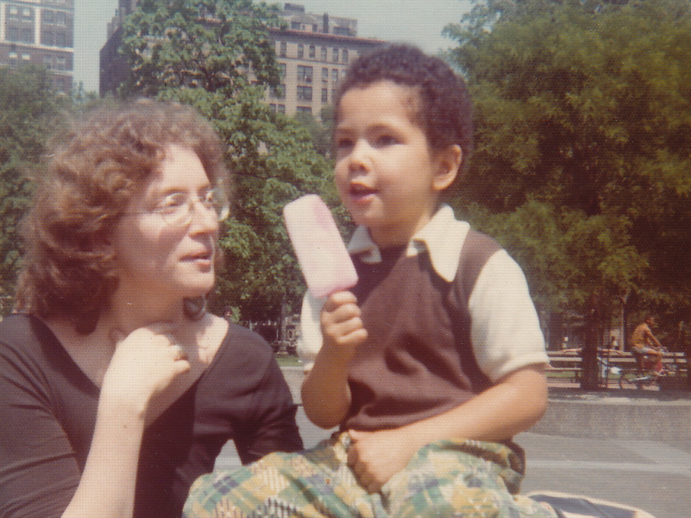 caption: Nabil Ayers with his mother.