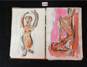 caption: Drawings from inside the Picasso sketchbook.