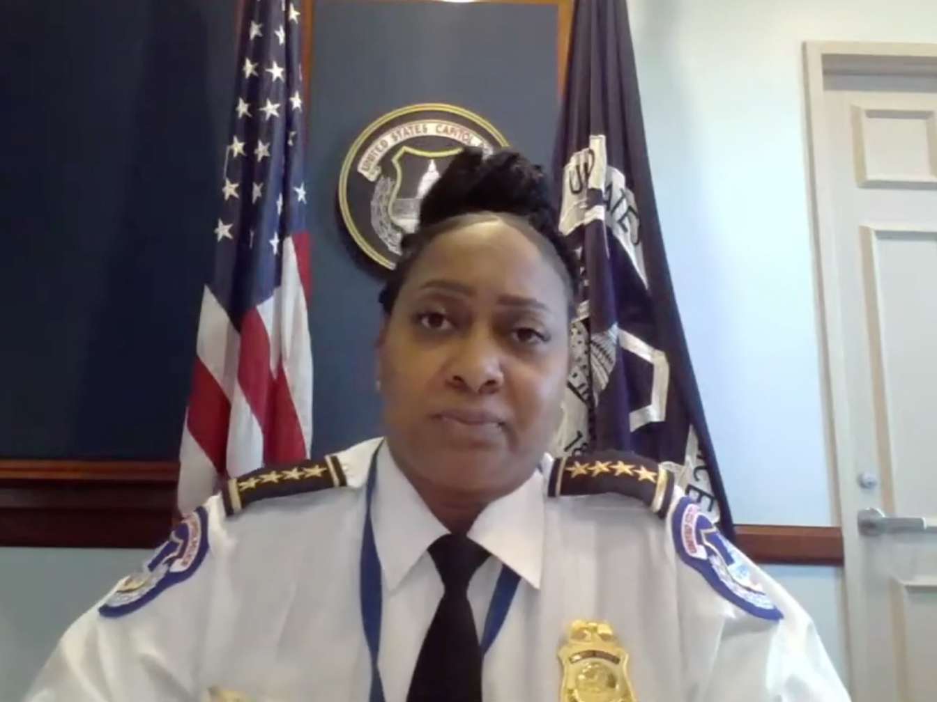 caption: Acting U.S. Capitol Police Chief Yogananda Pittman testified on the Jan. 6 Capitol insurrection.