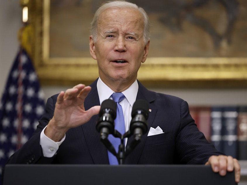 caption: President Biden speaks at the White House on Sept. 30. On Thursday, Biden announced that he is taking executive action to pardon people convicted of simple marijuana possession under federal law and D.C. statute.