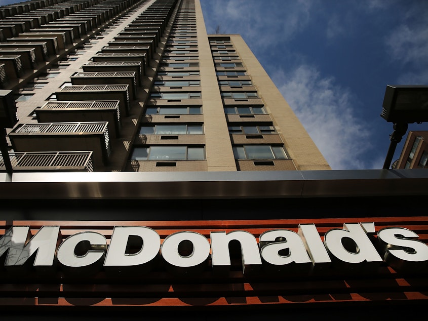 caption: In a class-action lawsuit, McDonald's workers in California accused the fast-food chain of failing to pay them overtime and other wages.
