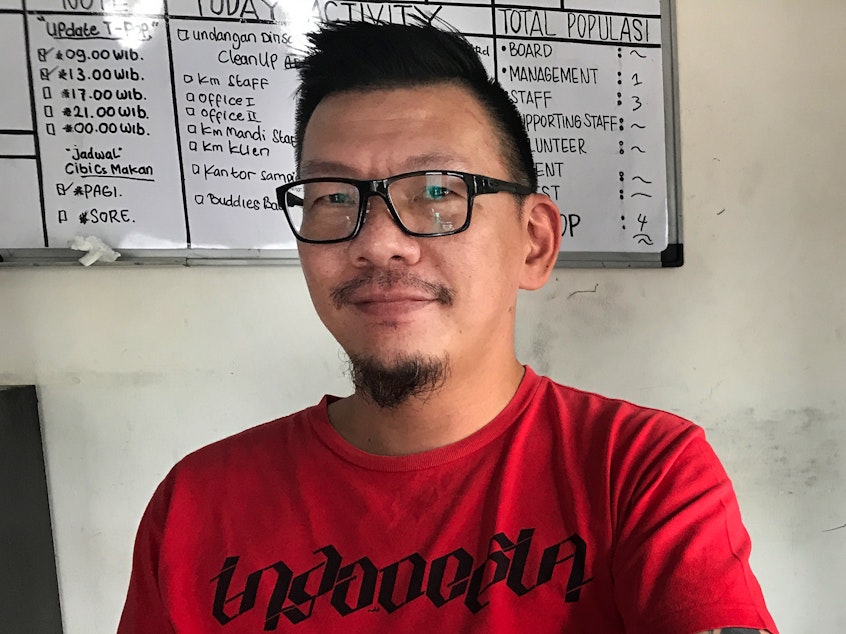 caption: Sam Nugraha, who was himself a heroin addict, now runs a rehab center in Indonesia with a different kind of philosophy than abstinence-based programs.