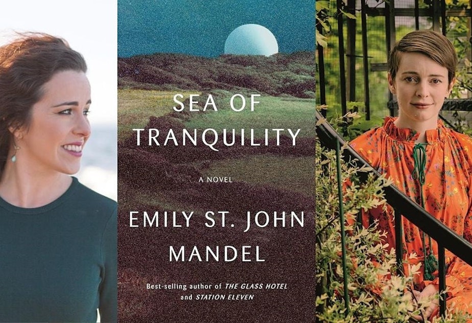 caption: Left to right: Kristen Millares Young, Sea of Tranquility, and Emily St. John Mandel