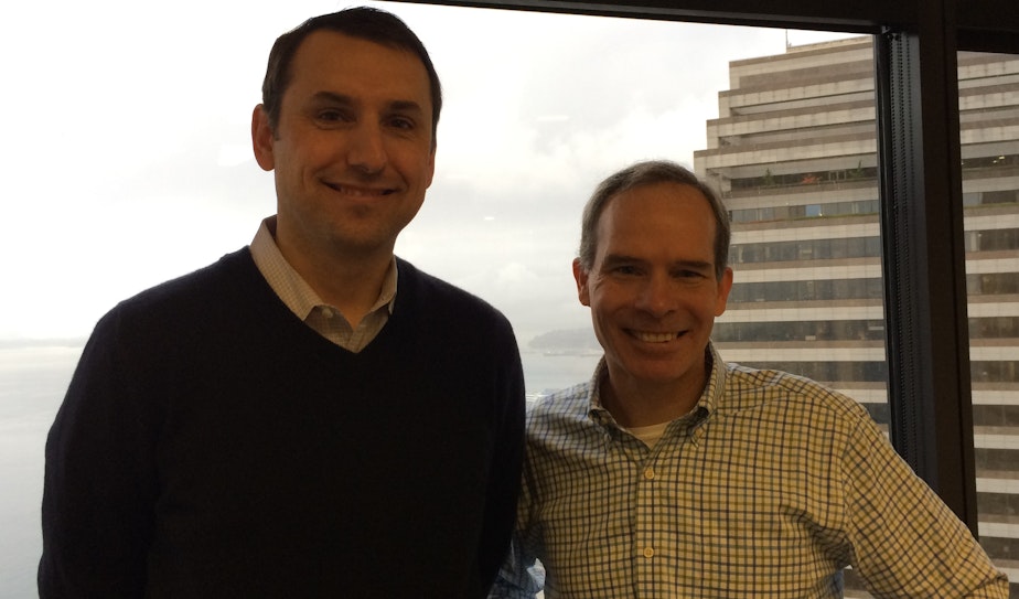 caption: Tim Porter and Matt McIlwain of Madrona Venture Group, a heavy funder of Seattle's cloud startups
