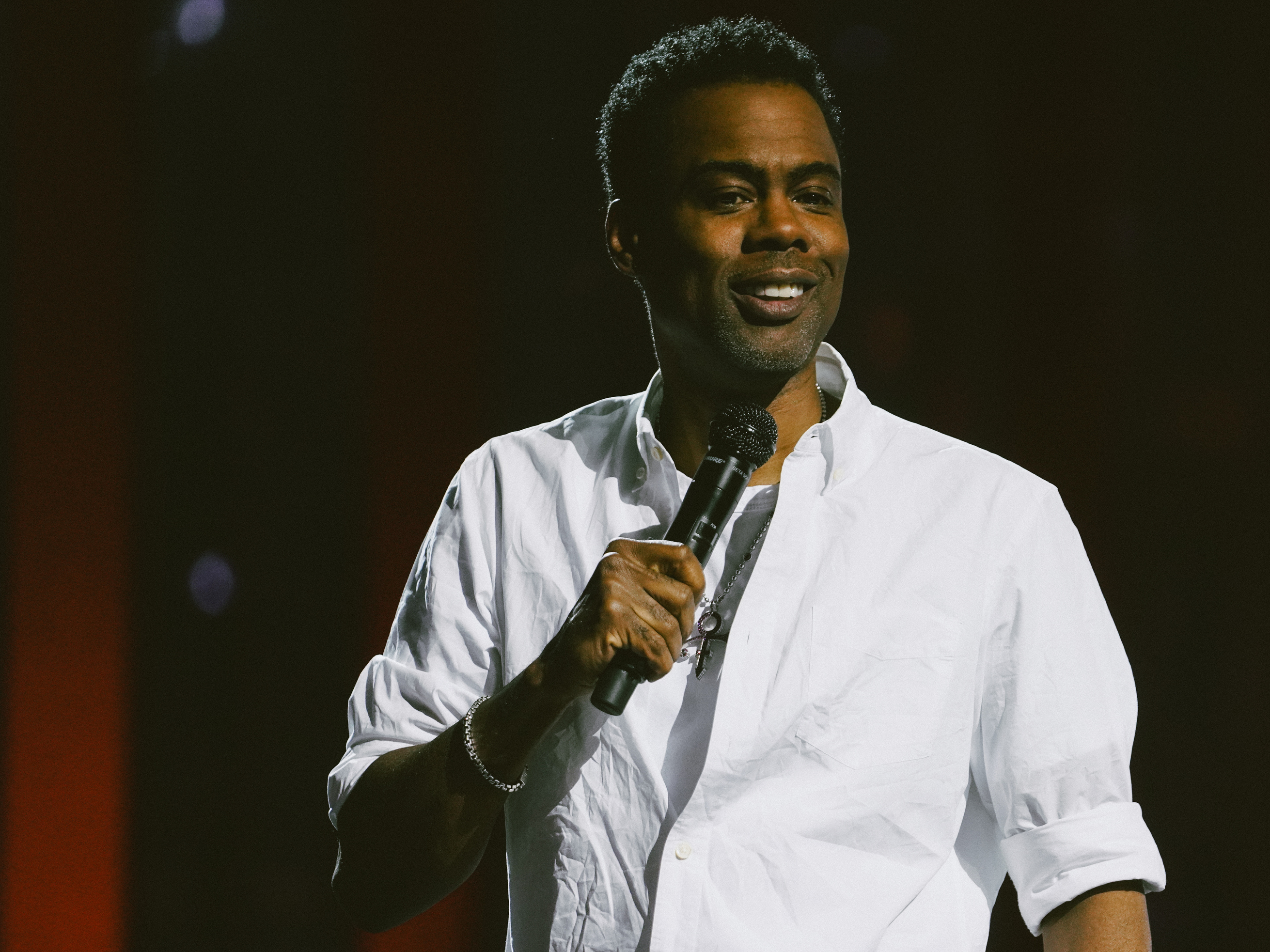 caption: Chris Rock at the Hippodrome Theater Saturday in Baltimore.