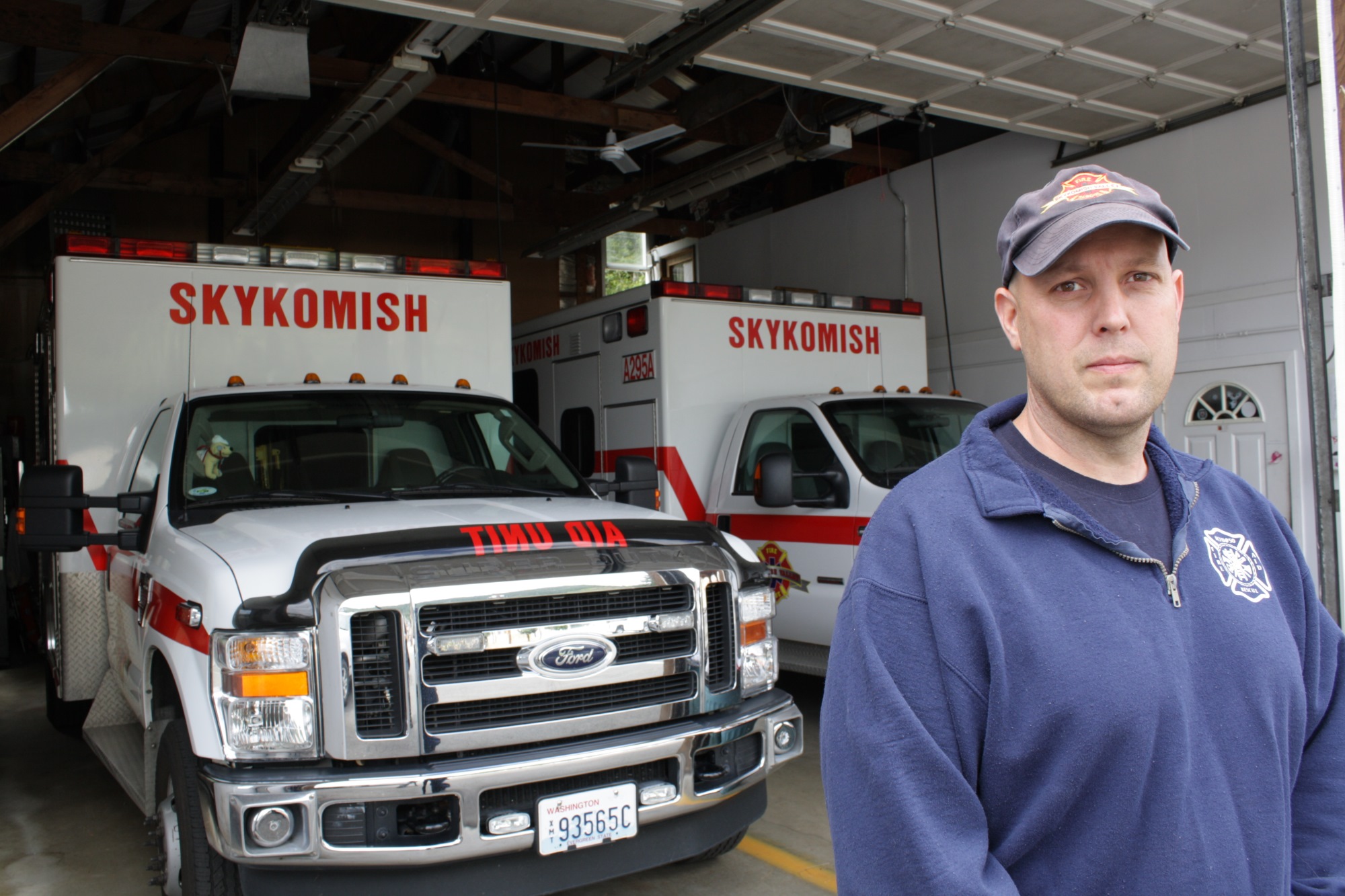 caption: Fire Chief James Knisley is one of two paid staffers in his fire department. Volunteers make up the rest of his crew.