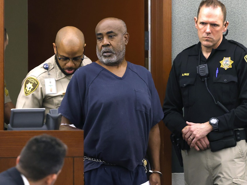 caption: Duane Davis first appeared in court at the Regional Justice Center in Las Vegas on Oct. 4 on charges of murdering Tupac Shakur.