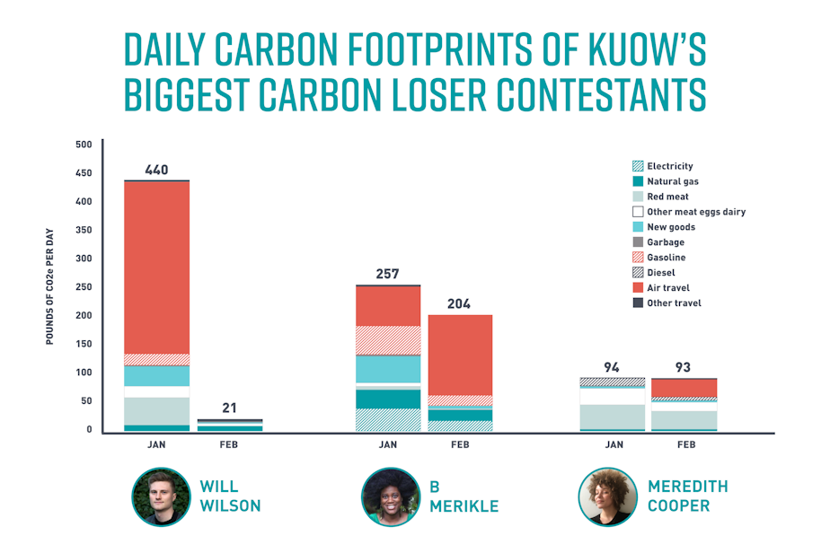 Daily carbon footprints chart -- detailed breakdown