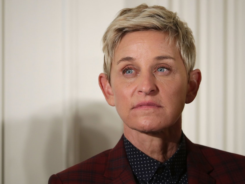 caption: Ellen DeGeneres at the 2016 White House ceremony at which President Barack Obama awarded her the Presidential Medal of Freedom.