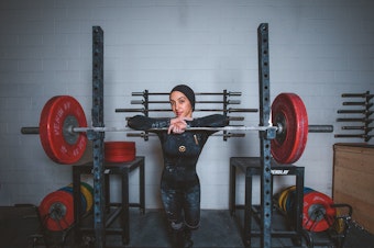 caption: Subreen Dari is a 33-year-old Palestinian-American weightlifter who aspires to compete in future Olympic Games.