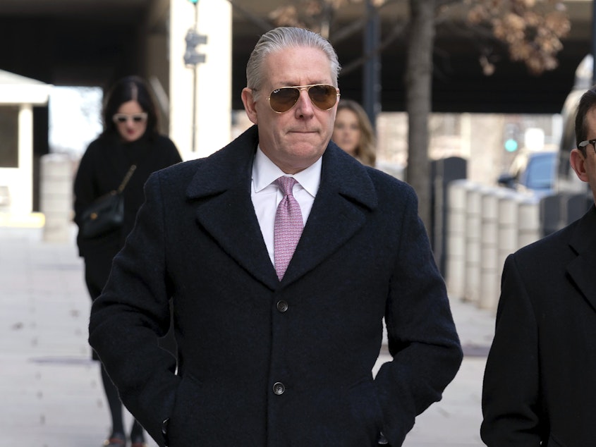 caption: Charles McGonigal, a former special agent in charge of the FBI's counterintelligence division in New York, arrives at the federal courthouse in Washington, D.C., on Friday.