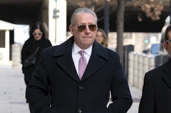 caption: Charles McGonigal, a former special agent in charge of the FBI's counterintelligence division in New York, arrives at the federal courthouse in Washington, D.C., on Friday.