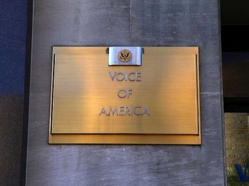 caption: The Voice Of America defended itself on Friday against criticism from the Trump White House over its coverage of China. The federally funded news agency's headquarters are shown here in Washington, D.C.