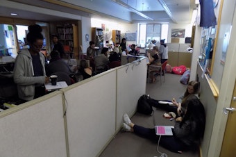 caption: Students have been occupying the Matteo Ricci College offices at Seattle University asking for changes to the humanities curriculum.