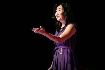 Sara Jones on the TED stage.