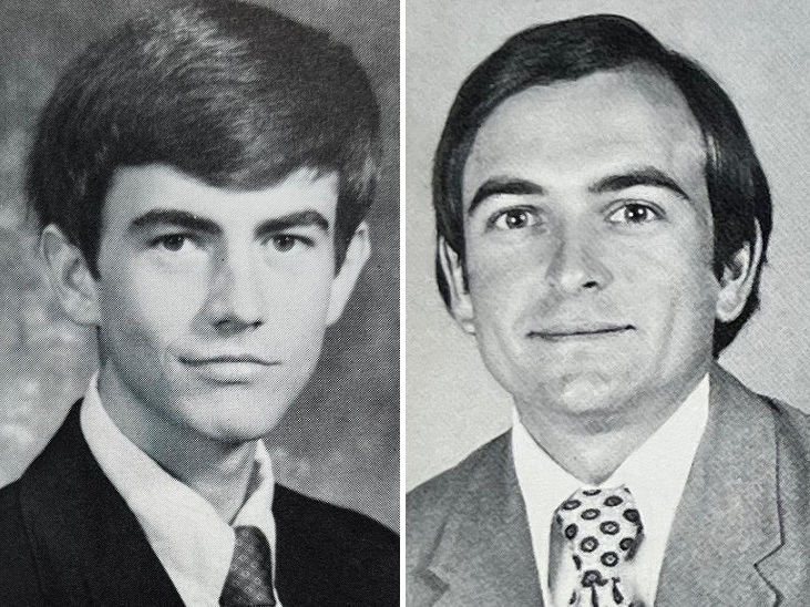 caption: Malcolm Campbell (left) and Don Lawson from their yearbook.