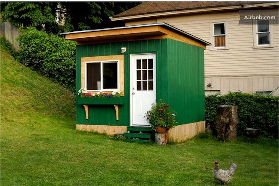caption: Tiny cabin on Queen Anne; $65. On same property as several other quirky dwellings.