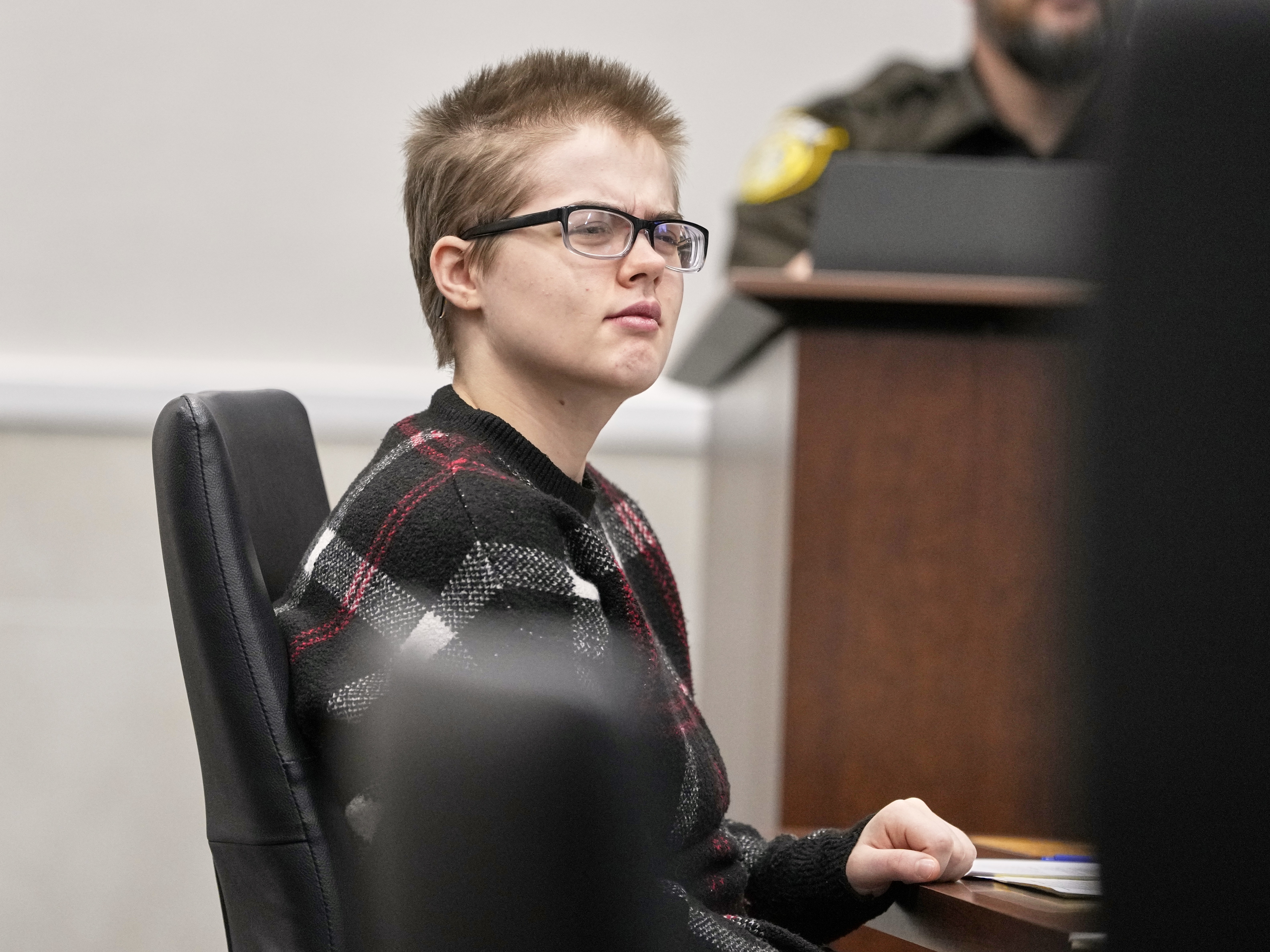 caption: Morgan Geyser appears in court in January in Waukesha, Wis. Geyser was released from a psychiatric facility to a group home earlier this year.