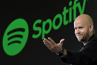 caption: Daniel Ek, CEO of Swedish music streaming service Spotify, in 2016. On Monday, Ek announced Spotify would layoff 17% of employees.