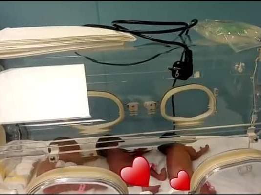 caption: Three of Halima Cissé's nine babies are seen here. Cissé, a woman from Mali, had been expecting to give birth to seven children; scans had missed two of them.