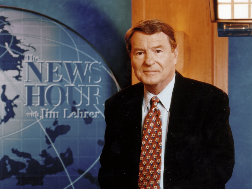 caption: Jim Lehrer joined PBS in the 1970s and went on to moderate 12 presidential debates, write 20 novels, three memoirs and several plays.