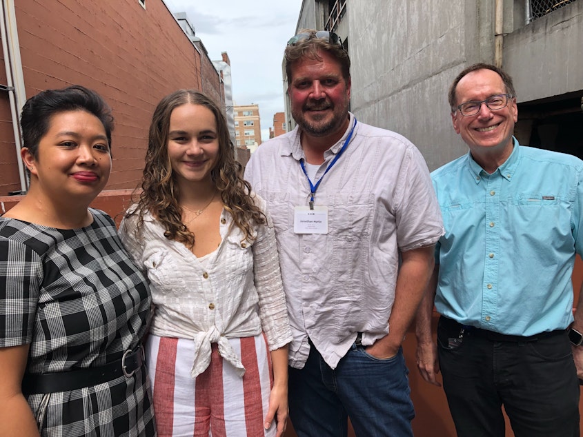 caption: Samantha Pak, Monica Nickelsburg, Jonathan Martin, and Ross Reynolds.