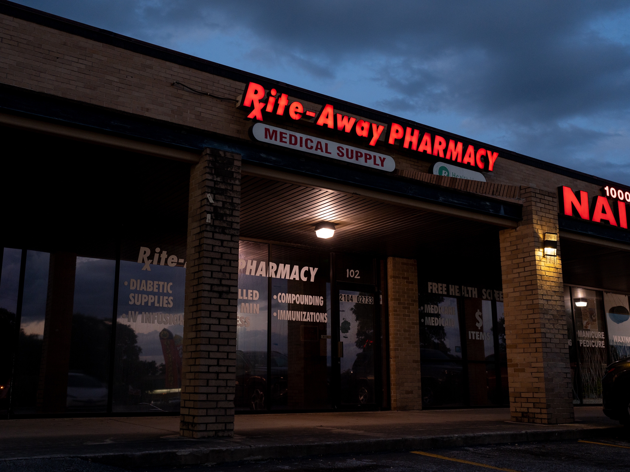 caption: Rite-Away Pharmacy and Medical Supply in San Antonio, Texas. 