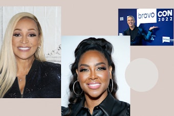 From left to right: Karen Huger, Kenya Moore & Andy Cohen - stars of the Real Housewives franchise