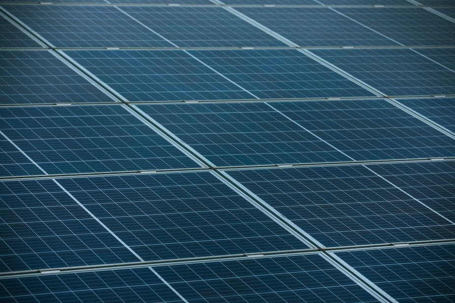 caption: A non-profit in Olympia received grant from Puget Sound Energy to help pay for a solar array with panels similar to these. The Family Support Center of South Sound says the panels will save thousands of dollars which can be put toward domestic violence survivors who they serve.