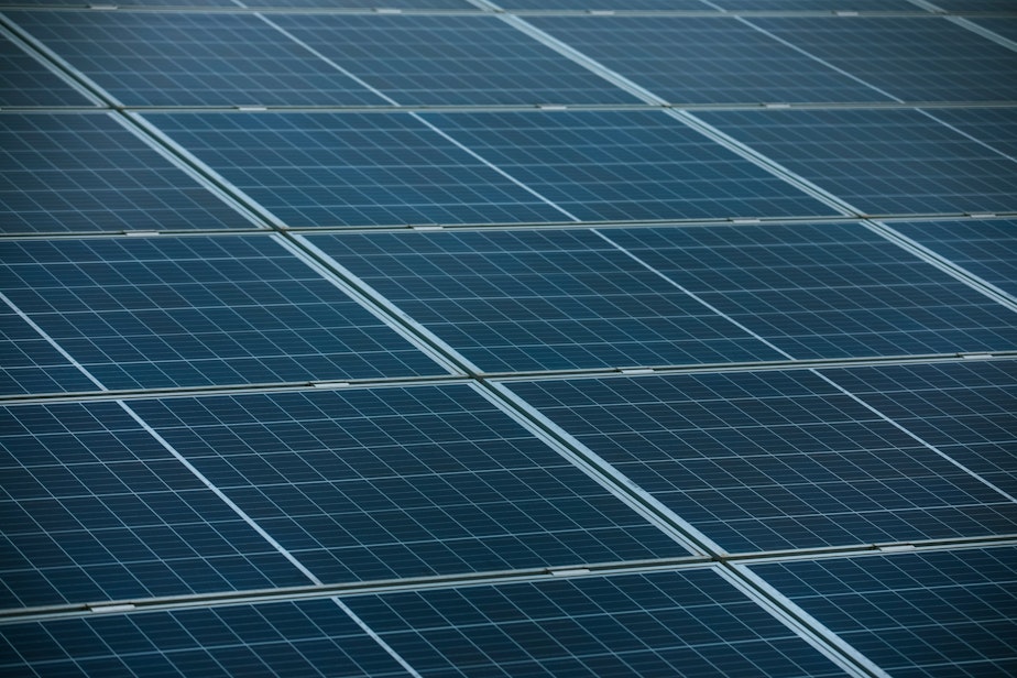 caption: A non-profit in Olympia received grant from Puget Sound Energy to help pay for a solar array with panels similar to these. The Family Support Center of South Sound says the panels will save thousands of dollars which can be put toward domestic violence survivors who they serve. 