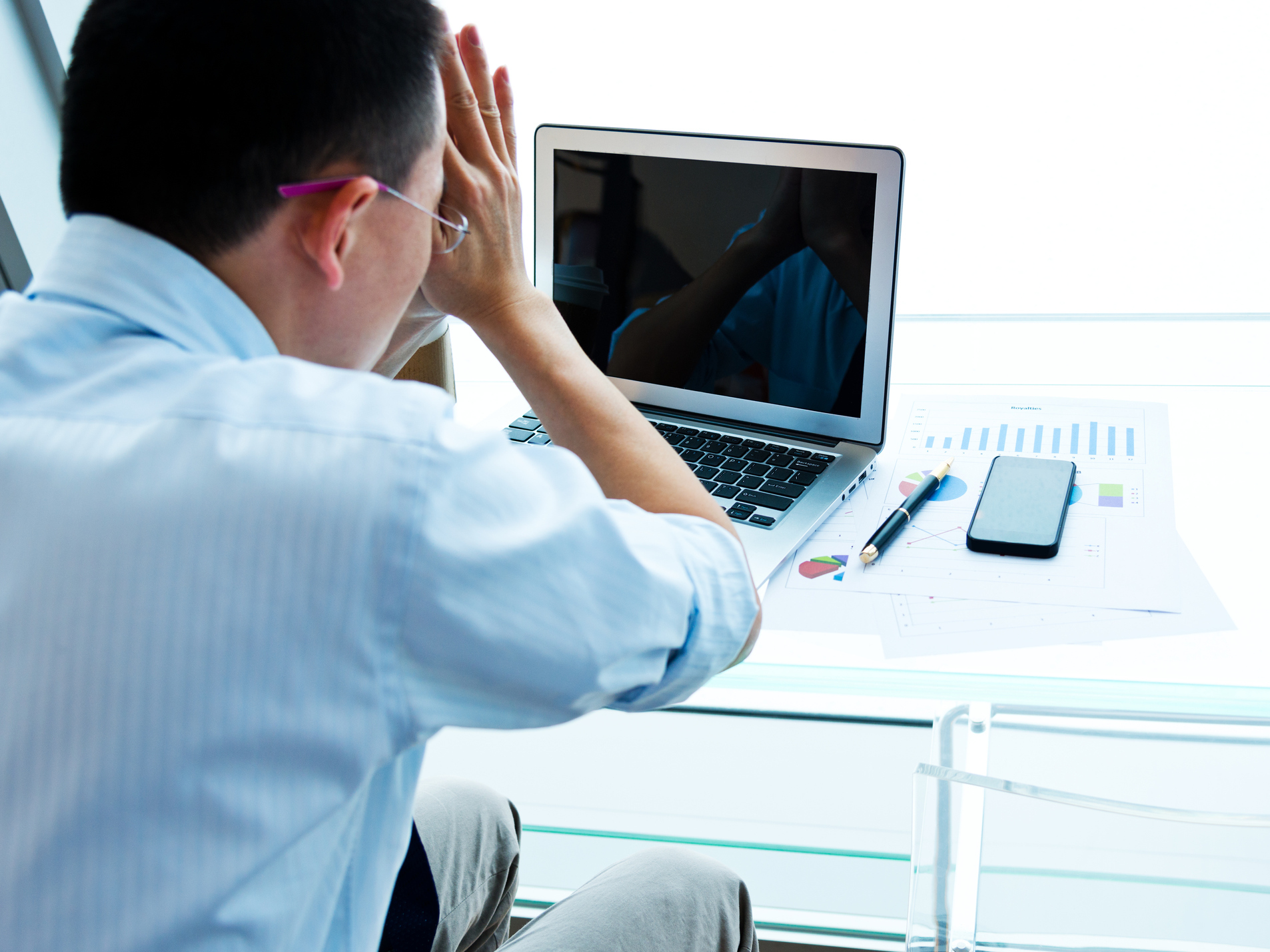 caption: Chronic stress at work can lead to burnout, a syndrome defined by the World Health Organization as including depleted energy, exhaustion, negativity, cynicism and reduced productivity.