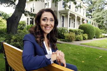 caption: Republican U.S. Rep. Jaime Herrera Beutler, representing southwest Washington state's 3rd Congressional District, poses for a photo in Vancouver, Wash., Aug. 27, 2018.
