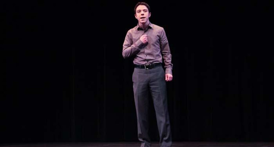 caption: Tom Zbyszewski, one of three firefighters who died battling the Okanagan Complex Fire, was also an accomplished performer. He was a finalist in the 2013 Washington State Poetry Out Loud competition.