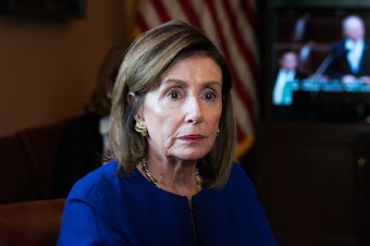 caption: House Speaker Nancy Pelosi suggested a new law is needed in order to indict a sitting president for potential lawbreaking while in office.