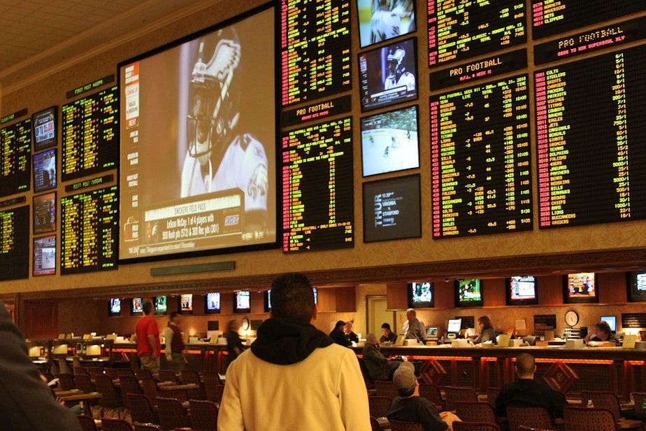 caption: Sports betting in the U.S. is only legal in Nevada, particularly popular in Las Vegas, but offshore betting and other workarounds mean betting is happening in every state.