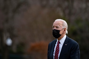 caption: President Biden arrives at the White House on Jan. 29, 2021. On Thursday, the White House announced that Biden had tested positive for COVID-19.
