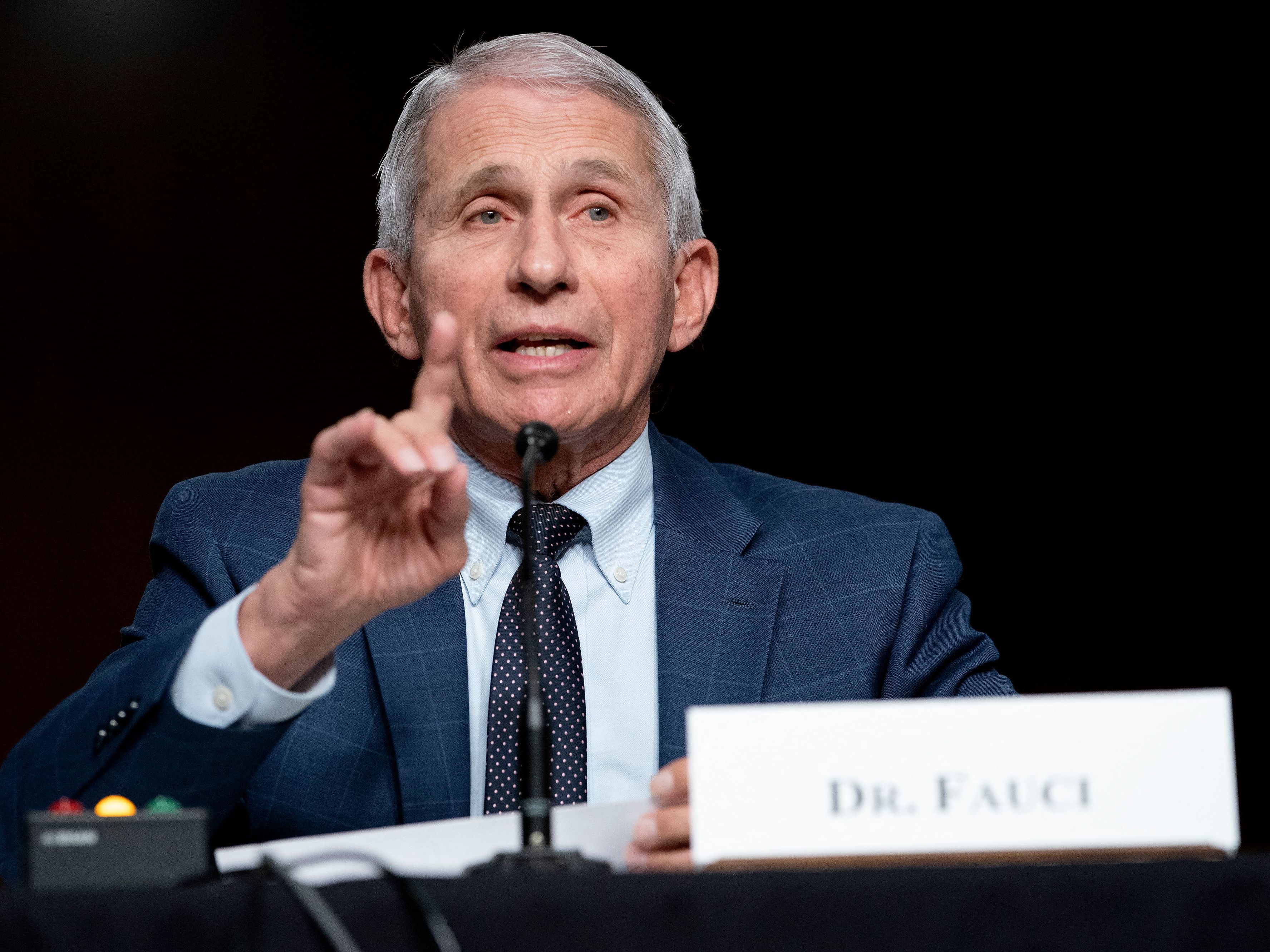 caption: Dr. Anthony Fauci, White House Chief Medical Adviser and Director of the NIAID, gives and opening statement during a Senate Health, Education, Labor, and Pensions Committee hearing to examine the federal response to COVID-19 and new emerging variants on Jan. 11, 2022 at Capitol Hill in Washington, D.C.