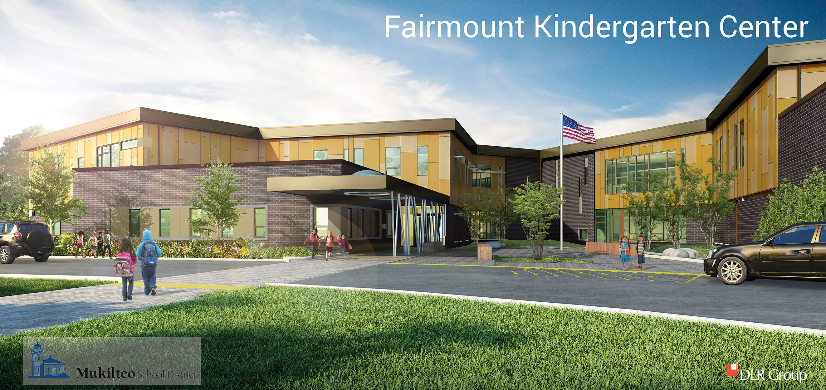 caption: An architect's rendering of the front of Mukilteo's kindergarten-only school, slated to open in 2017.