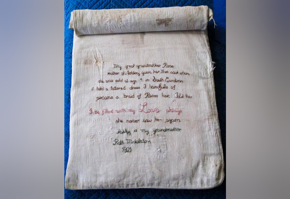 caption: The bag Rose, a slave and mother, gave to her 9-year-old daughter the day she was sold away. They never saw each other again.