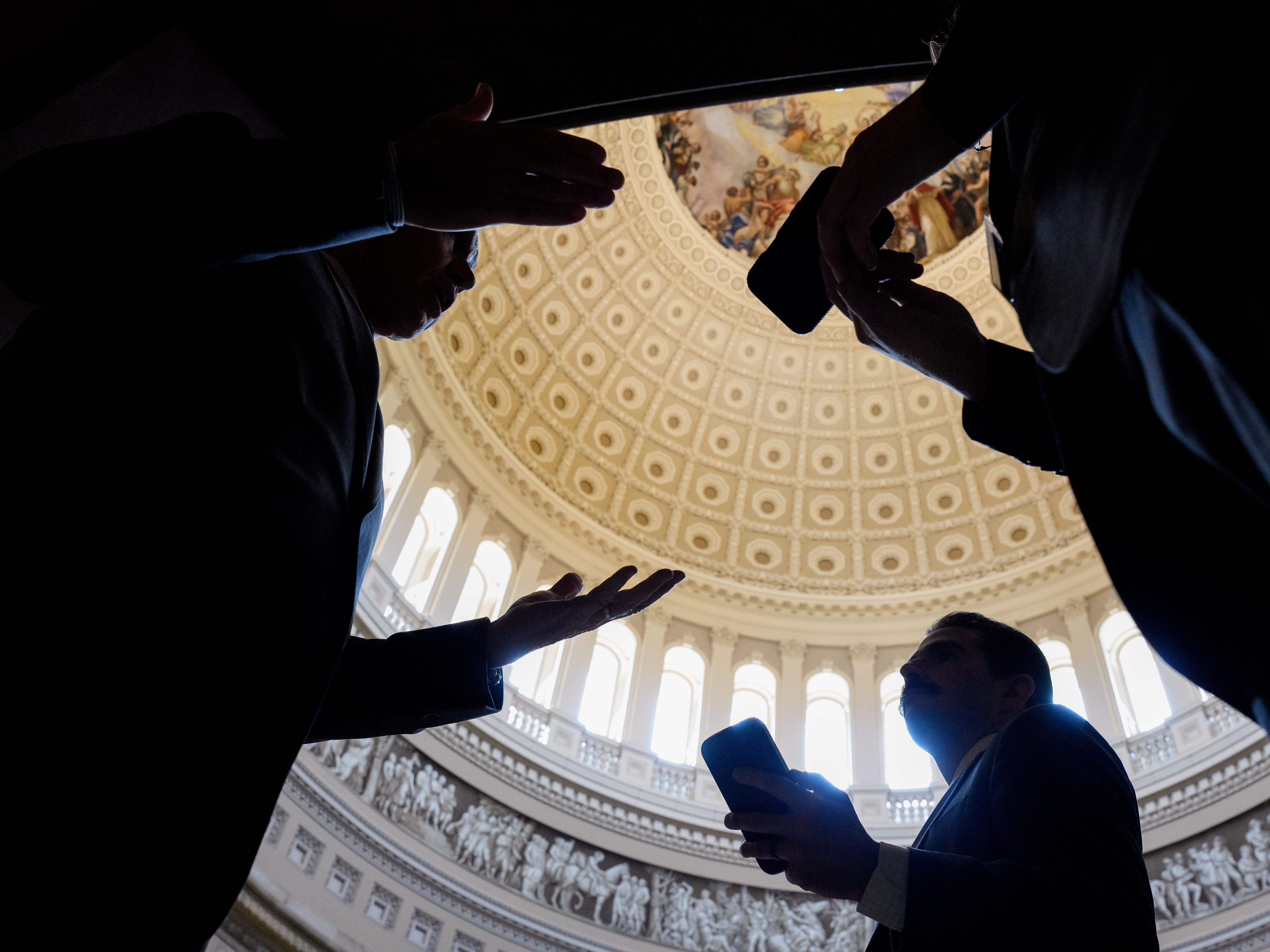 caption: Sen. Thom Tillis, R-N.C., speaks to a reporter before a weekly Republican policy luncheon at the U.S. Capitol on June 3 in Washington, D.C. Tillis announced he would not run for reelection in 2026 after voting against President Trump's signature legislation.