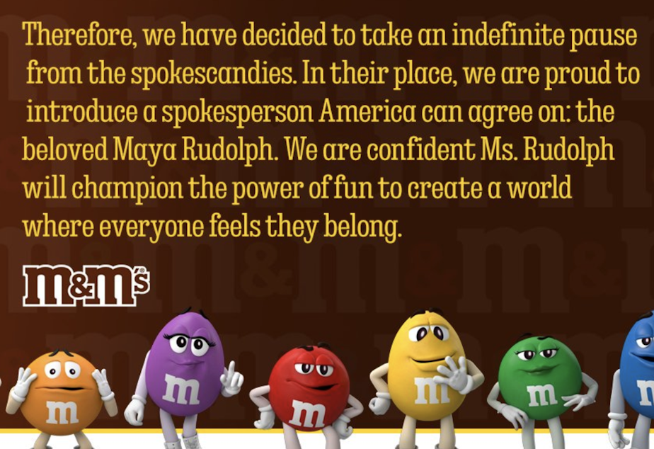 caption: M&M's pause of its spokescandies comes after a right-wing backlash to changes in the Green and Brown M&Ms and the addition of the Purple M&M.