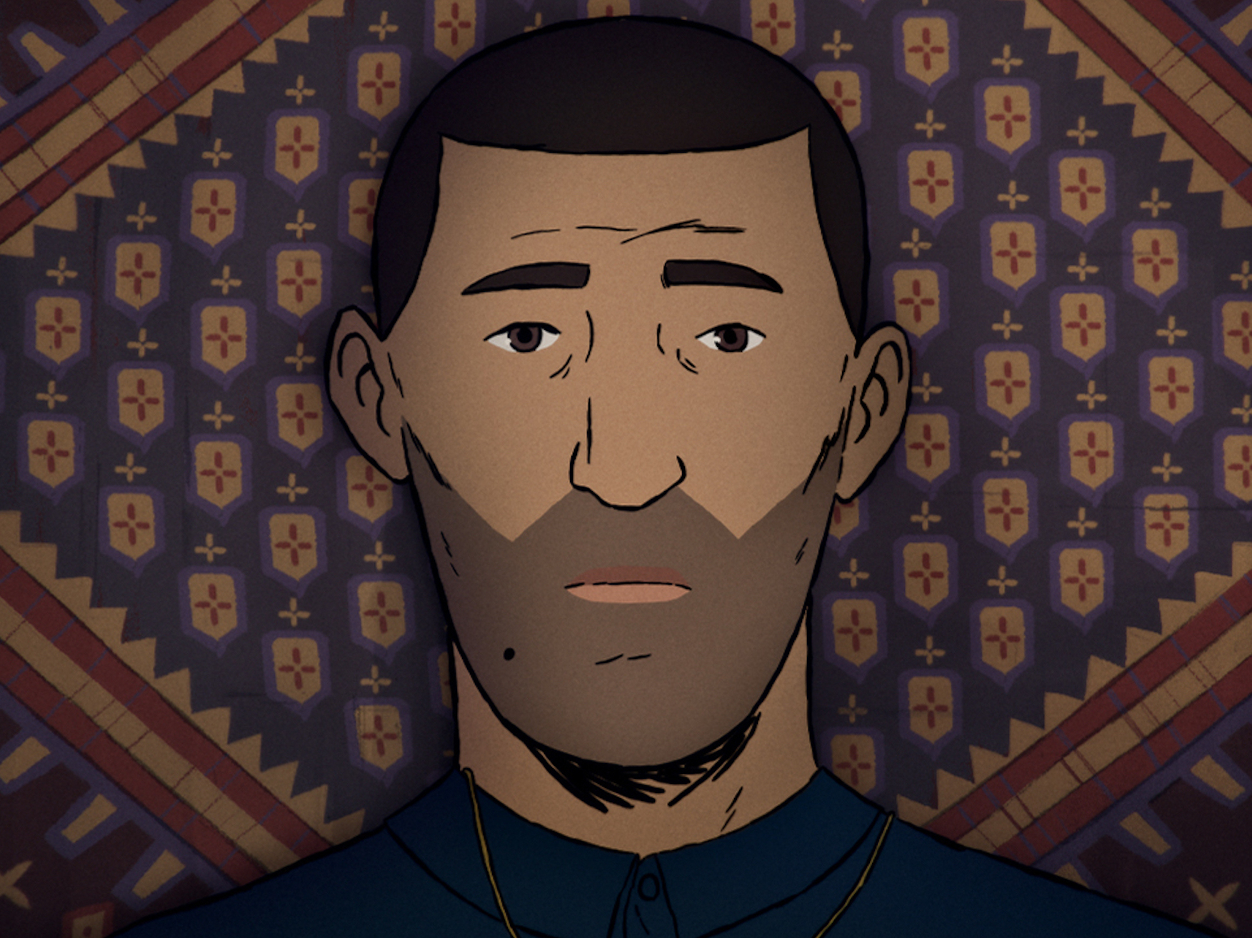 caption: Amin's character in the animated documentary <em>Flee</em>.