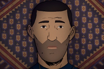 caption: Amin's character in the animated documentary <em>Flee</em>.