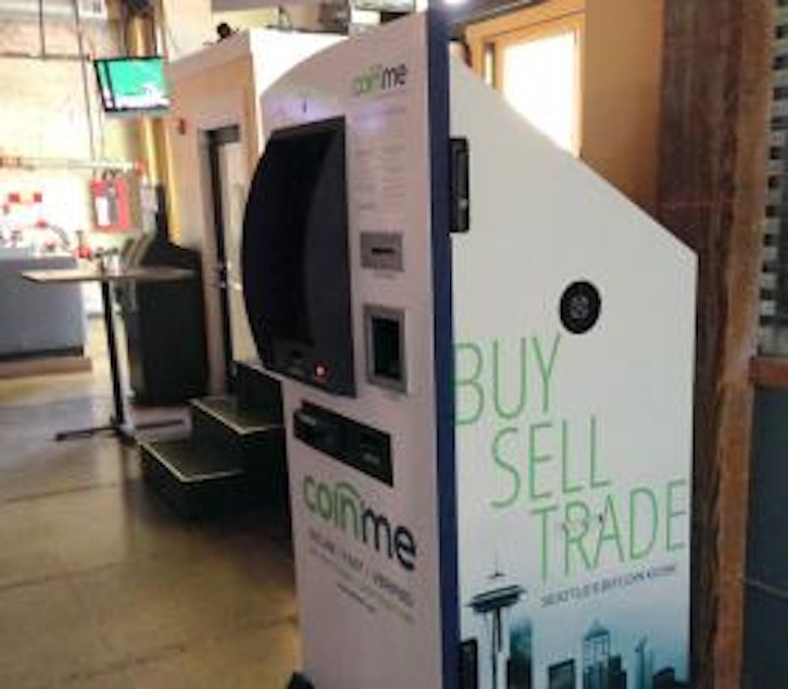 caption: A bitcoin ATM was installed inside Spitfire Grill in Seattle's Belltown neighborhood.