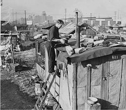 caption: Seattle's Hooverville, 1939
