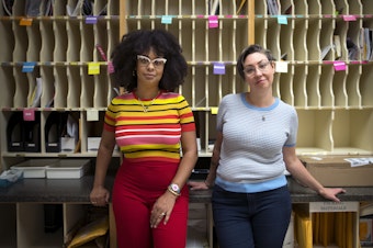 caption: Jeannie Yandel and Eula Scott Bynoe are co-hosts of Battle Tactics For Your Sexist Workplace, a new podcast from KUOW Public Radio in Seattle.