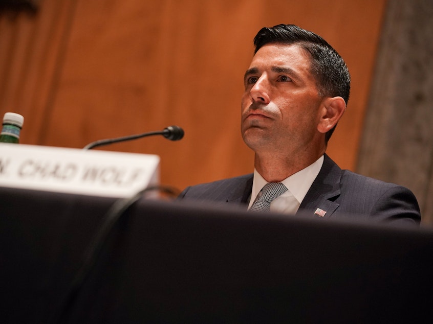 caption: Chad Wolf, the acting secretary of homeland security, is pictured on Sept. 23. A federal judge said he was not authorized to issue a July memo limiting the restrictions of DACA recipients.